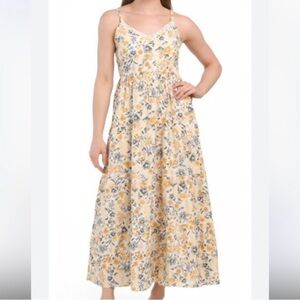 NWT Joie V-neck Maxi Dress Yellow Floral Boho Tiered Size‎ 8 Feminine Summer
